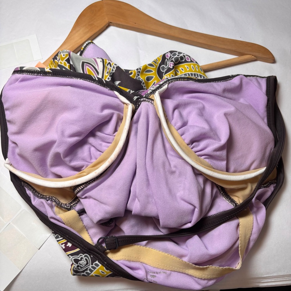 Athleta Womens Swimsuit Sz 4T 40C 38D 36DD Underwire Gray Paisley One Piece - Picture 9 of 10